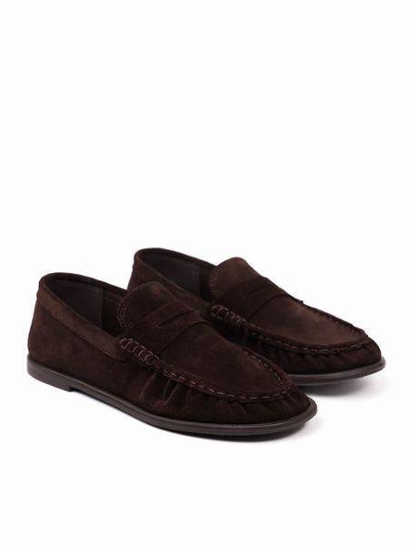 Мокасини шоколадні з натуральної замші Comfort Soft