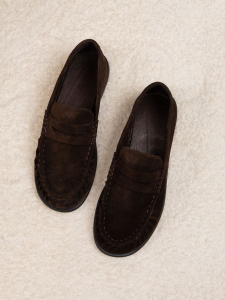 Мокасини шоколадні з натуральної замші Comfort Soft