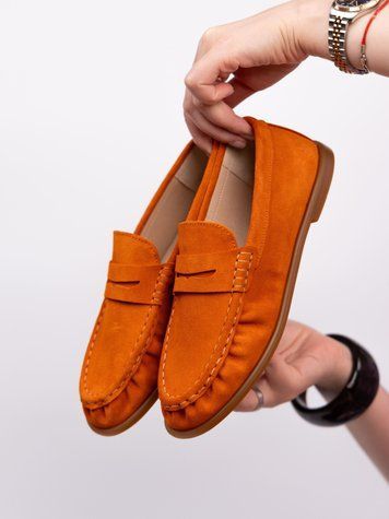 Мокасини помаранчеві з натуральної замші Comfort Soft