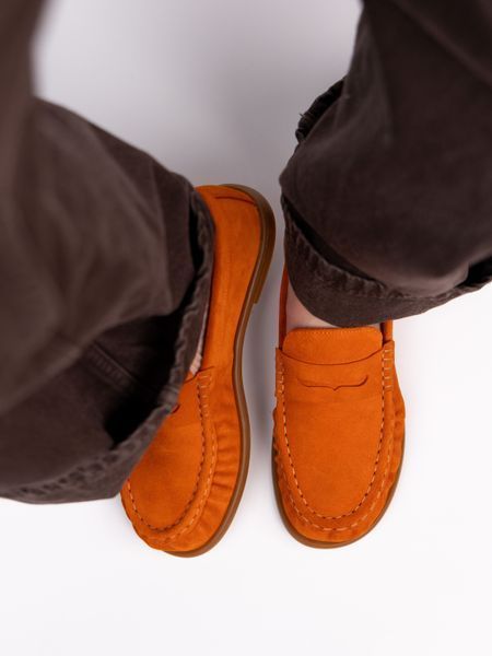Мокасини помаранчеві з натуральної замші Comfort Soft