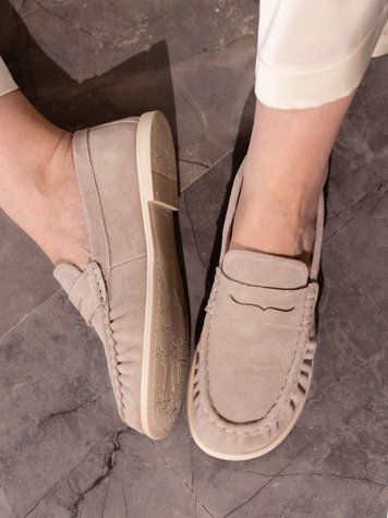 Мокасини бежеві з натуральної замші Comfort Soft
