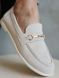 Beige suede loafers with drawstring