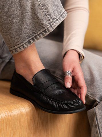 Мокасини чорні з натуральної шкіри Comfort Soft