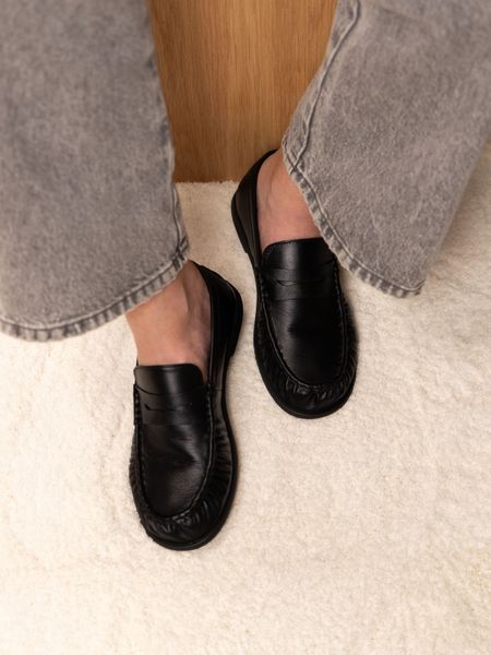 Мокасини чорні з натуральної шкіри Comfort Soft